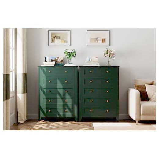 IDEALHOUSE Green 5 Drawer Modern Dresser