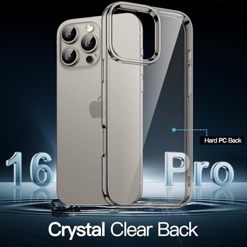 Image of JETech Cover Case for iPhone 16 Pro 6.3-Inch, Non-Yellowing Shockproof Phone Bumper Cover, Anti-Scratch Clear Back (Natural Titanium)
