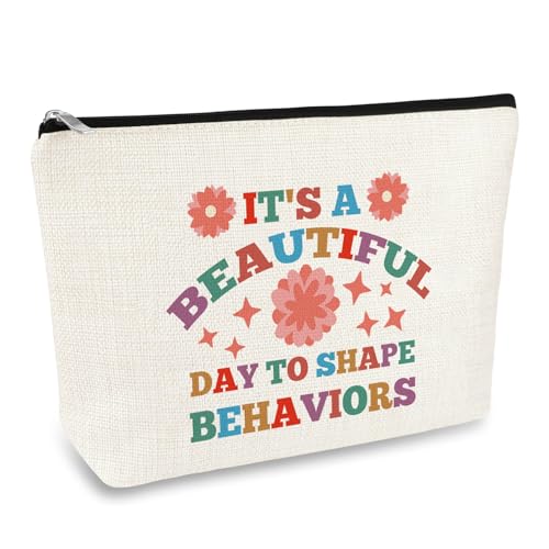 BCBA Therapist Gift Cosmetic Bag Funny Behavior Therapist Gift Behavior Therapist Appreciation Gift RBT ABA Behavior Analyst Gift Special Education Teacher Gift Travel Zipper Toiletry Bag Makeup Pouch