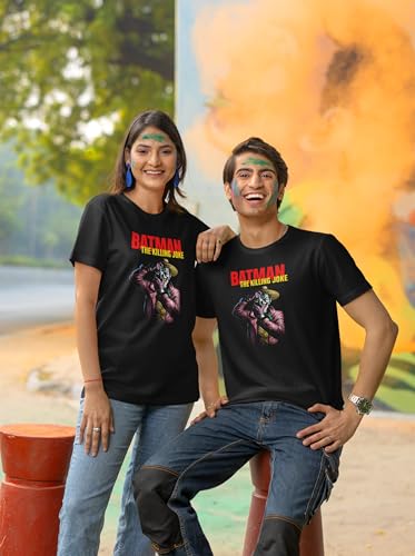 Image of ElegantCrafts 'Batmen The Killing Joke' Graphic Print Cotton T-Shirt, Joker Design, Unisex Casual Wear