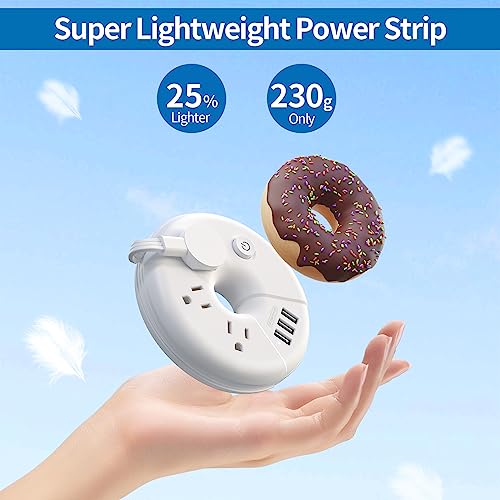 NTONPOWER Regleta de Viaje, Aprobada para Crucero, Regleta Portátil con Enchufe Plano - 3 Tomas con 3 Puertos USB, Cable de Extensión de 1.22 m para Accesorios de Crucero, Esenciales de Viaje miniatura 2