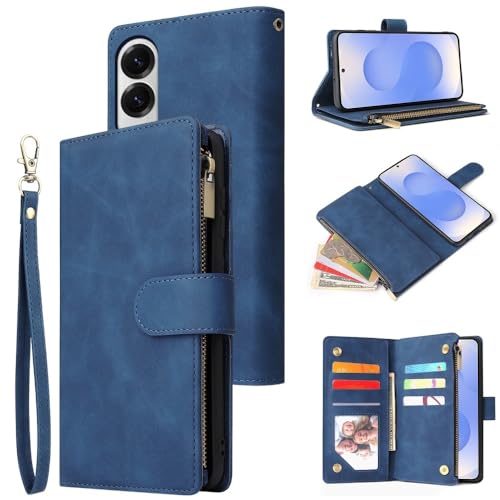 Étui bleu foncé pour Samsung Galaxy S20 avec portefeuille zippé intégré