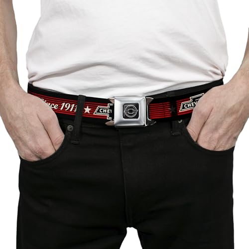 Image of GM General Motors Seatbelt Buckle Belt, Chevrolet Bowtie Since 1911 Stars Stripe
