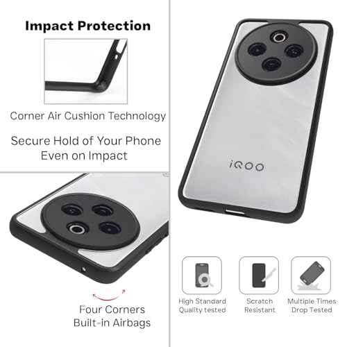 Image of KAPAVER Hybrid Back Cover Case Compatible with IQOO Z10 / VIVO T4 5G (PC+TPU) (Black)