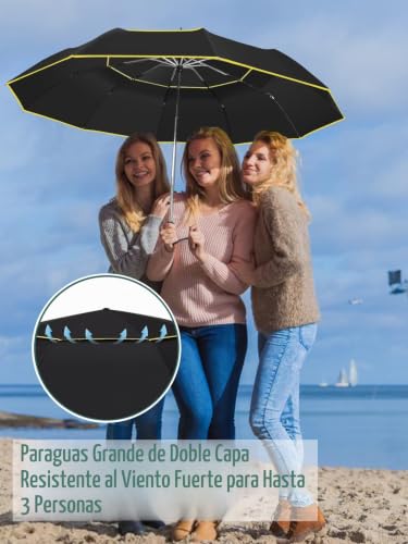 Paraguas de golf extra grande Kalolary automático y plegable con doble toldo 4