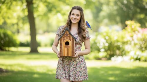 image for CEDAR ALPHA Water Proof Bluebird Bird Houses for Outside, 1.5