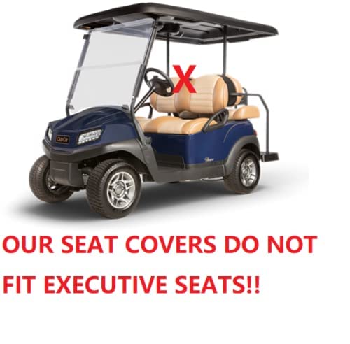 Huskey 4Pcs Golf Cart Front/Rear Seat Covers For Club Car Precedent 2004-Up Gas And Electric Models Custom Fit Two-Tone Black With Orange Stripe & Piping, Marine Grade Vinyl, Staple On Design #TOP6
