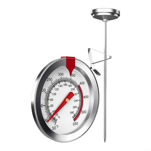 TONIXY Deep Fry Thermometer Stainless Steel with Pot Clip, Dual Scale 50-550°F for instant Read, Food Safe Oil Temperature Meter for Cooking Frying Candy, 23cm Probe(30cm)