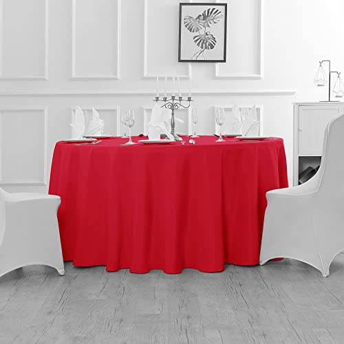 Fokitut 6 Pack Round Tablecloth, 120 Inch, Stain Resistant and Wrinkle Polyester Table Cloth, Fabric Table Cover for Kitchen Dining, Wedding, Party, Holiday Dinner-Red by Fokitut - Used condition - Image 5
