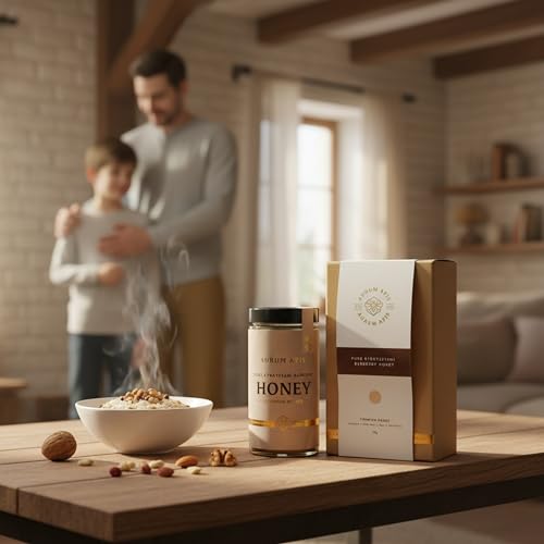 Image of Aurum Apis Raw Kyrgyzstani Barberry Honey, 100% Raw & Unfiltered Pure Honey, Hand Harvested Organic Honey, Non-GMO, Unprocessed Certified Organic Honey from Barberry Plant- 1kg Honey Jar