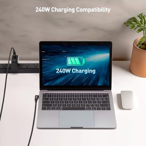Cable Matters [Certyfikat USB-IF] kątowy kabel USB4 20Gb/s – 2 m, 90° USB C do USB C, 8K@30Hz / 4K@120Hz, ładowanie 240 W USB PD 3.1 EPR, zgodny z Thunderbolt 4