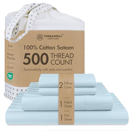 Threadmill 500 Thread Count King Size Damask Stripe, 4 Pc