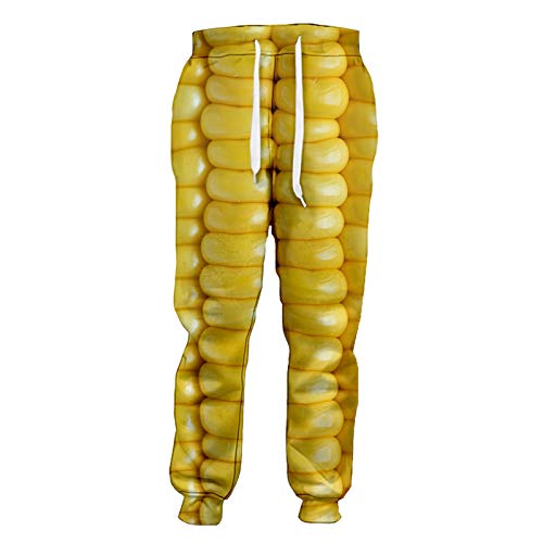 Pantalones de chándal con Estampado 3D Divertidos Pantalones de Hombre de maíz Amarillo Dorado Harajuku para Hombre/Mujer Streetwear para Hombre Trousers 1 S