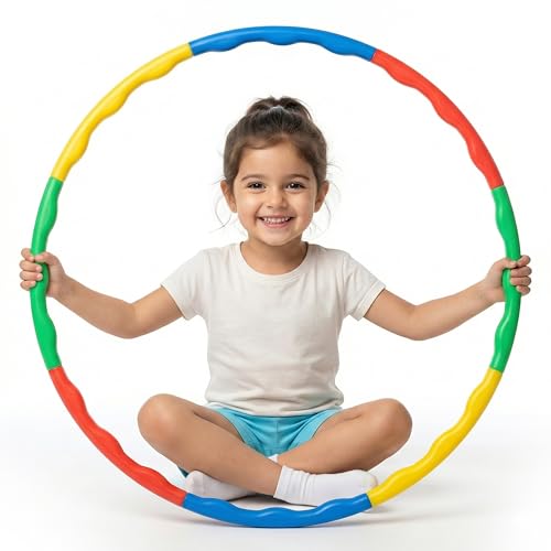 Image of Kidsmate Adjustable Hula Hoop for Kids & Adults | Lightweight Detachable 8-Piece Interlocking Ring for Fitness, Balance & Coordination | Fun Exercise Toy, Indoor & Outdoor Play - Multicolor