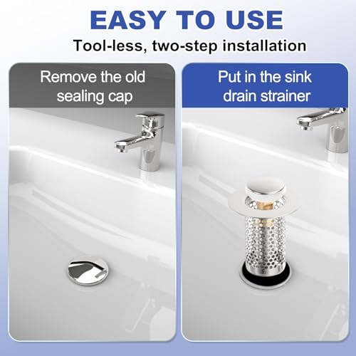 Colador para desagüe de lavabo baño de acero inoxidable 3 piezas miniatura 4