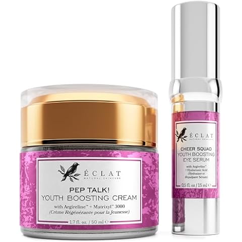 Eclat Anti-Aging Duo - Collagen Youth Boosting Face Cream 17 fl oz and Under Eye Serum 0.5 fl oz for Anti Aging and Moisturize Skin Cover