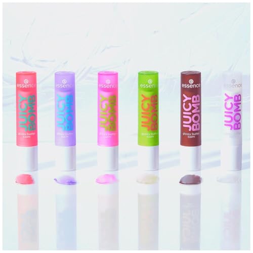 Essence Cosmetics essence JUICY BOMB glossy butter balm baume à lèvres, naturel, sensation de rosée (2.5g) (Lot de 2)