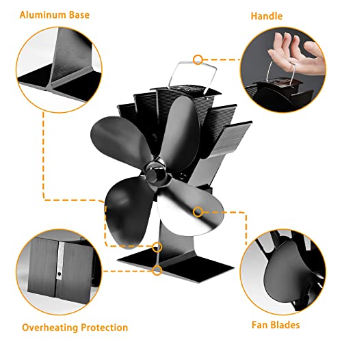 AVEAX Kaminventilator Ofenventilator Ventilator für Kaminofen ohne Strom, 4 Blättern-2