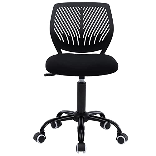 Ggn Armless Kids Desk Chair Small Office Chair With Wheels Kids Study Chair (Black) #TOP6