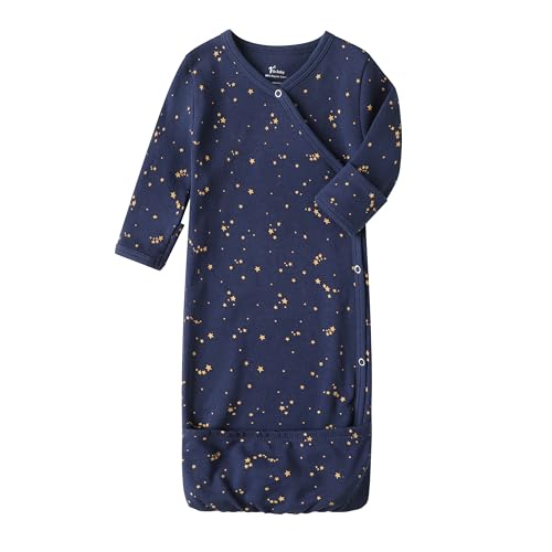 Image of O2 BABY 100% Organic Cotton Kimono Gown with Mittens & Fold-Over Pouch