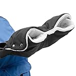 Kinderwagen Handwärmer, TNSLAND Kinderwagen Handschuhe Handmuff mit Fleece Innenseite,Kinderwagenmuff Atmungsaktiv Wasserfest Winddicht, Universalgröße für Kinderwagen Buggy,Radanhänger, Schwarz