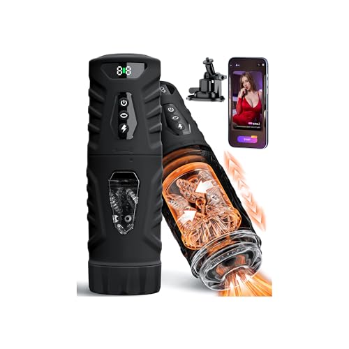EINSEO Male Masturbator Penis Pump AI Sync Sex Toys for Men with 7 Thrusting & 360 Rotation Up to 155 Strokes/Min 7 Blowjob Suction Pocket Pussy Silicone-Wrapped Adult Toy with Gags & Muzzles