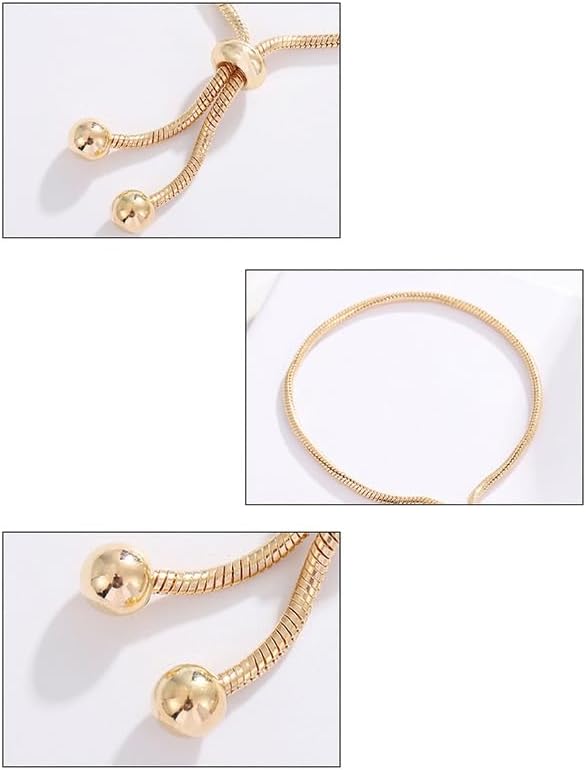 Adjustable Snake Chain Bracelet with Smooth Beads Flexible Sliding Closure Full of Durability Copper Jewelry for Women Comfort Fit Snake Bone Chain Jewelry