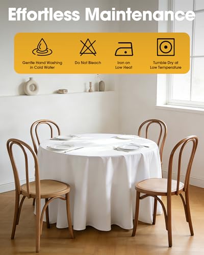 Image of Niuara White Polyester Table Cloth, 6 Pack, 90 in