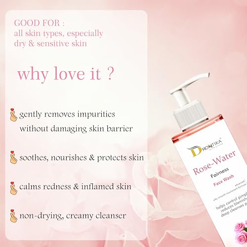 Image of Drontika Wild & Pure Rose Water Fairness Face Wash - Brightening & Hydrating Cleanser for Radiant, Even Skin Tone 100ml.