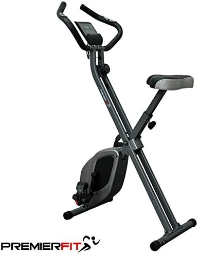 PremierFit X-60 F-Bike - Collapsible/Folding Cardio Exercise Bike with Pulse Sensors, Multi-Function Computer + iPad/Phone Holder - 2 Year Warranty