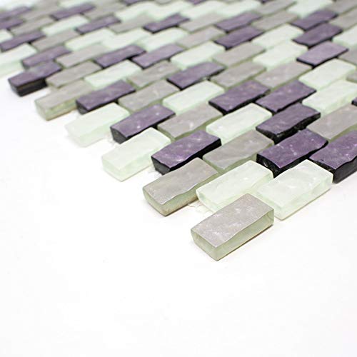 TPRNG-01 Small Brick Pearl Look Purple Glass Mosaic Tile Backsplash (1 Sheet)