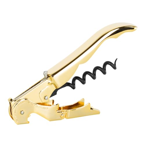 PULLTAP'S GENUINE Slider 900 Todo Dorado - Sacacorchos de camarero para uso profesional - Fabricado en España - Incluye doble palanca articulada, navaja cortacápsulas tipo cúter y abrebotellas