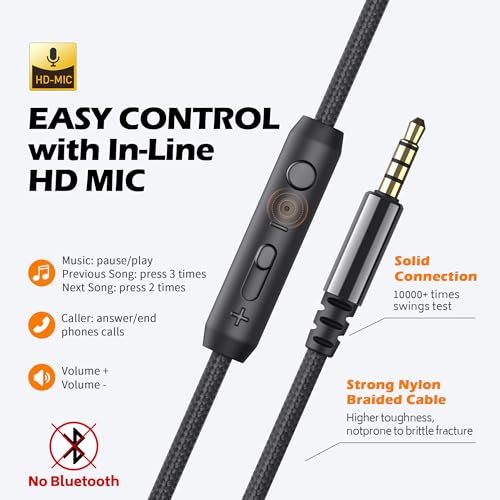 AILIHEN C8 Kopfhörer mit Kabel und Mikrofon, faltbar und verstellbar, On-Ear-Headsets, Lautstärkeregelung, HD-Stereo-Sound, 3,5-mm-Klinkenstecker für Chromebook, Laptop, Smartphone(Schwarz Orange) AILIHEN C8 Kopfhörer mit Kabel und Mikrofon, faltbar und verstellbar, On-Ear-Headsets, Lautstärkeregelung, HD-Stereo-Sound, 3,5-mm-Klinkenstecker für Chromebook, Laptop, Smartphone(Schwarz Orange)