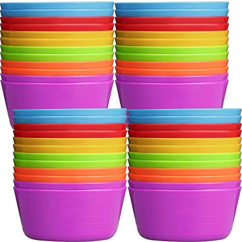 Image of Foaincore 24 Pcs Kids Plastic Bowls 10 oz Cereal Snack Microwave Dishwasher Safe Toddler Bowls Kids Colorful Snack Children Salad Dessert Soup Supplies (6 Color)