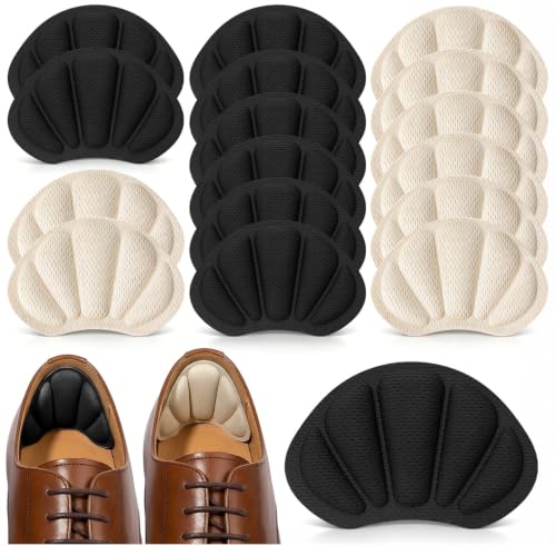 Image of Shoe Heel Inserts, 16 Pcs Mesh Self-Adhesive Heel Cushion Pads for Back of Heel, Heel Cushion Inserts Prevent Shoes Too Big for Women Men, Black White