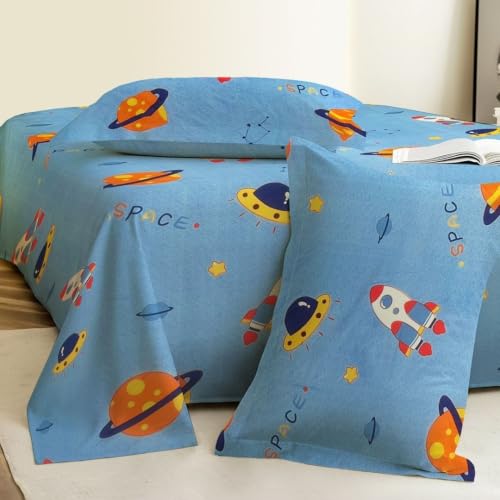 Image of Weave & Decor Cotton Feel Kids Bedsheet Double Bed 90x90 inches, Soft Fabric, Includes 2 Pillow Covers 20x30 inches