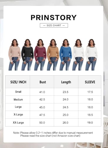 PrinStory Pullover Damen Strickpullover Langarm Rundhals Elegant Lässig Sweatshirt Warm Damen Winter Pullis Strickwaren (Weinrot, S)