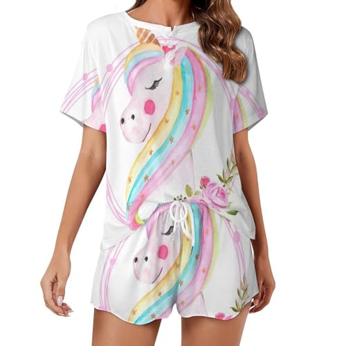 Pyjama femme manches courtes pour soirées d'été et cocooning licorne
