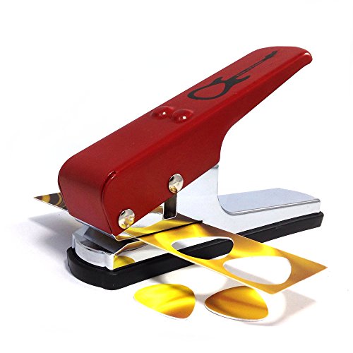 Pick-a-Palooza DIY Guitar Pick Punch Gift Pack - the Premium Guitar Pick Maker - Includes Leather Key Chain Pick Holder, 4 Pick Strips and a Pick File - Red - Thumbnail 4