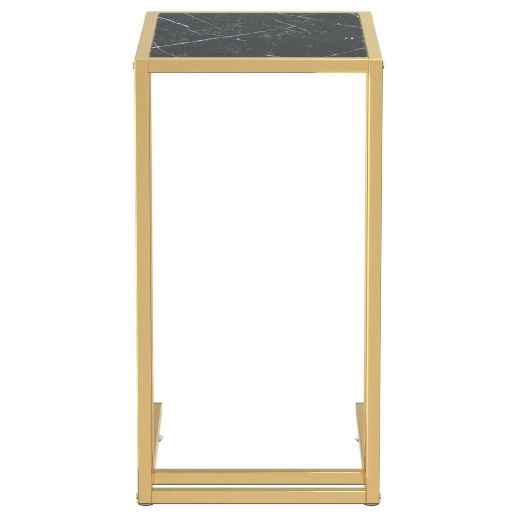 Mesa auxiliar para ordenador de mármol negro con cristal templado, 50 x 35 x 65 cm, mesa de centro estable con estante para salón, oficina, pasillo y balcón, mesa de sofá versátil con estante