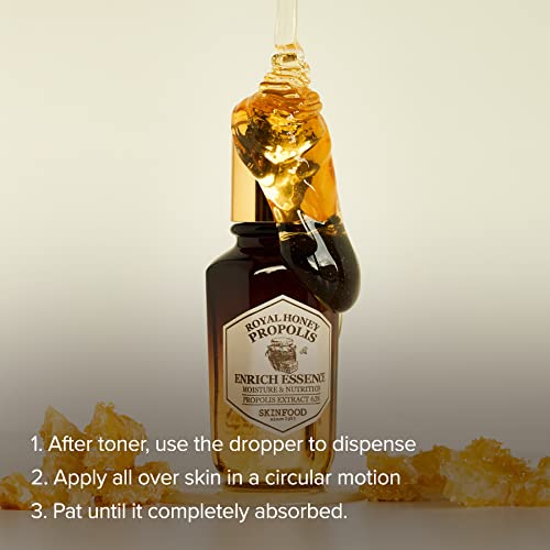 SKINFOOD Royal Honey Propolis Enrich Essence - 63% Black Bee Propolis & 10% Royal Jelly Extract Face Serum - Propolis Serum for Skin, Valentine Day Gift - 1.69 Fl. Oz. (50mL) - Image 8