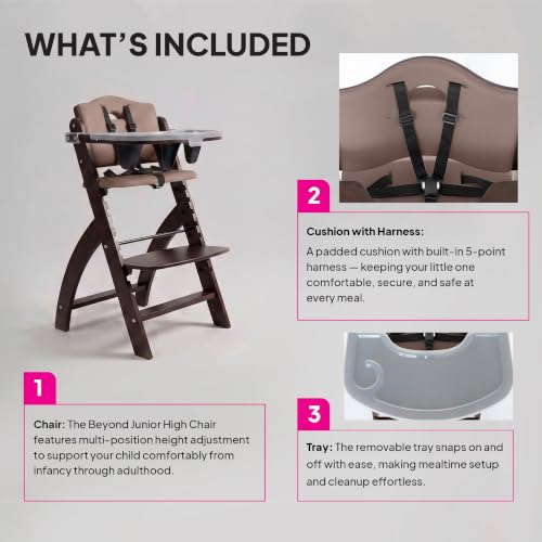 Image of Beyond Junior Y High Chair - Mahogany Wood - Soft Mocha