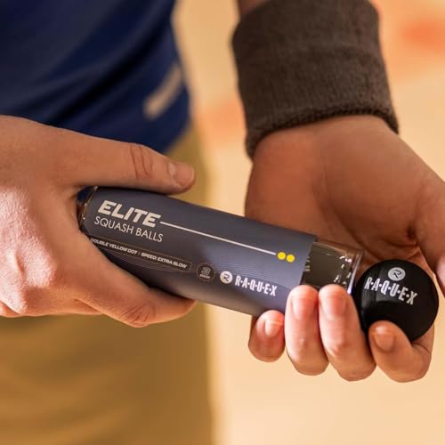 Raquex Progression Squashbälle – 4 gemischte Bälle – 4 Geschwindigkeiten pro Box – roter Punkt, Blauer Punkt, gelber Punkt, doppelter gelber Punkt, Wettbewerb genehmigt von World Squash Federation