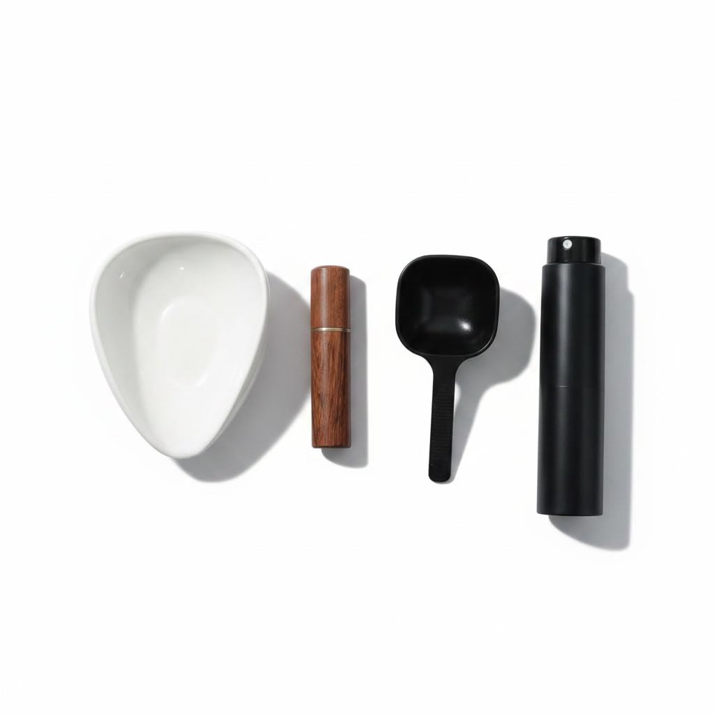 Street27 Premium 4-in-1 Espresso Accessories Kit | WDT Coffee Needle Stirrer (6 Stainless Steel Needles, Wooden Handle & Stand),Ceramic Dosing Tray, Coffee Scoop & Static Reducing Spray Bottle (Black)-image-45