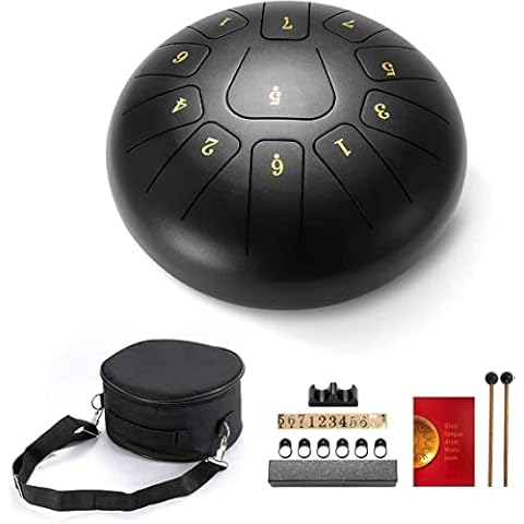 VAYOTOY Tongue Drum Zungentrommel Schlagzeug Instrument 10 Zoll 11 Noten Hand Pan Stahlzungentrommel Steel Tongue Drum mit Trommelschlägeln, Trommelschlägeln Tragetasche Note Sticks für Meditation Cover