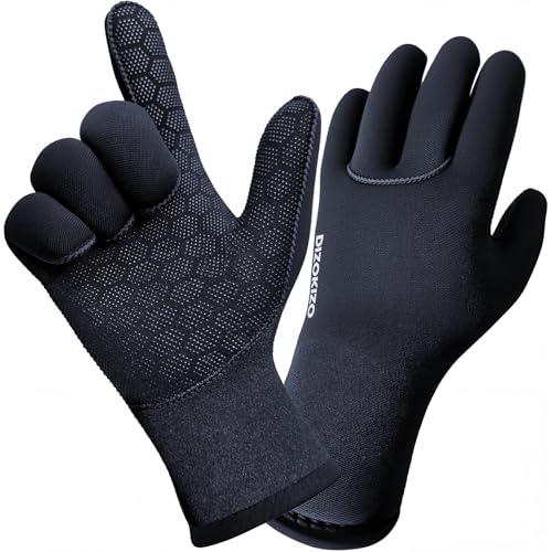 PAWHITS Neoprenhandschuhe 3mm Thermohandschuhe Winterhandschuhe wasserdichte Anti-Rutsch-Handschuhe für Männer und Frauen Herren Schwarz (M)