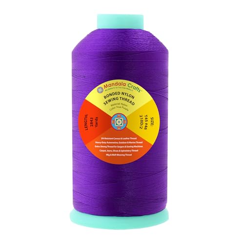 Mandala Crafts Size 46 210D T45 True Purple Bonded Nylon Thread, 2843 YDs