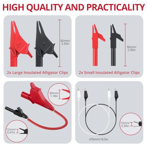 Image of BTNTA 30PCS Silicone Multimeter Test Leads Kit CAT III 1000V 20A, Replaceable Probes, Alligator Clips, Test Hooks, Tweezers, 4mm Banana Plug for Automotive, Home, Lab & Industrial Electrical Testing