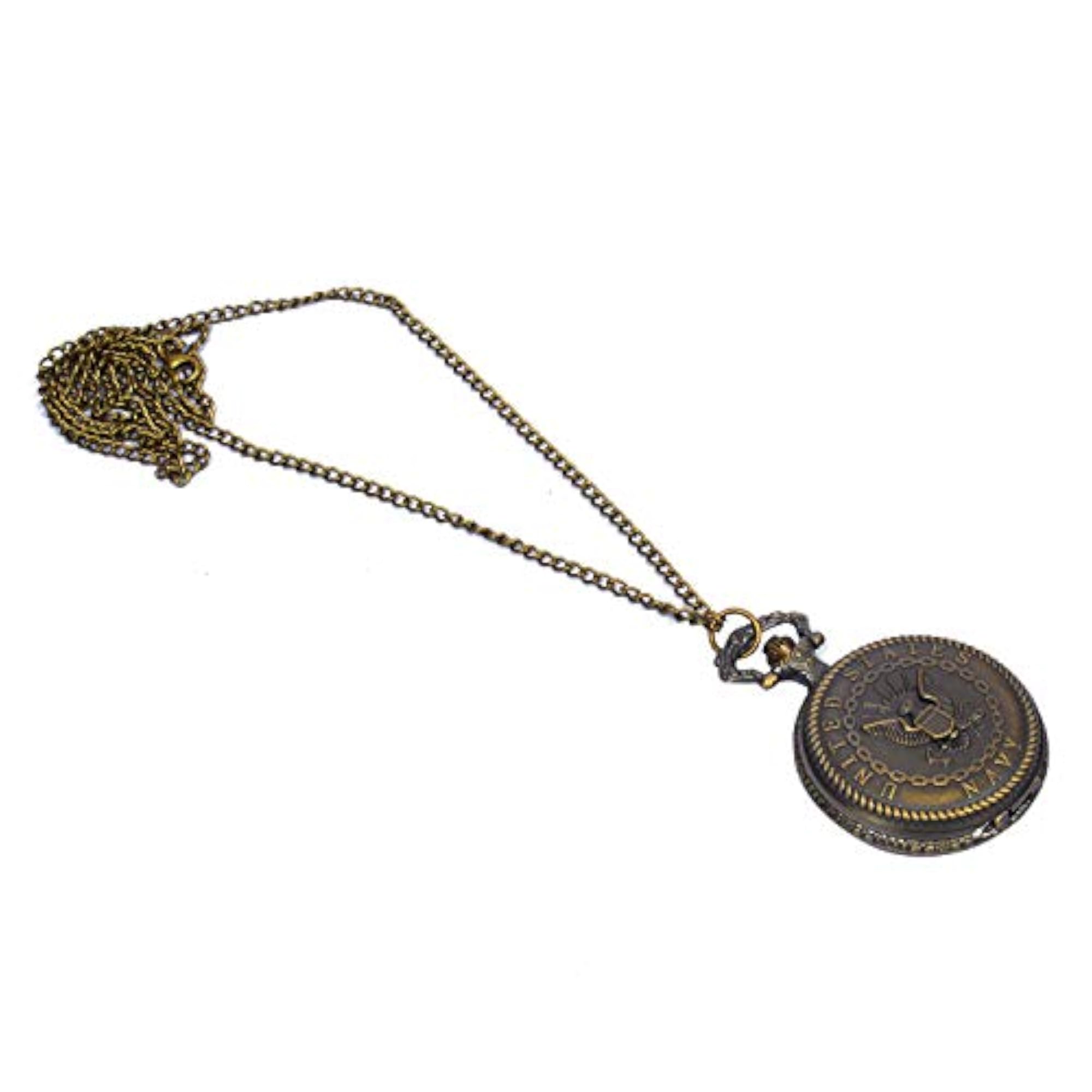 US Navy Military Design Pocket Watch with Chain, Gift Box