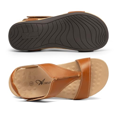 Athlefit Summer Orthopedic Sandals for Women Orthotic Tan Sandals with arch support Size 10 — view 6